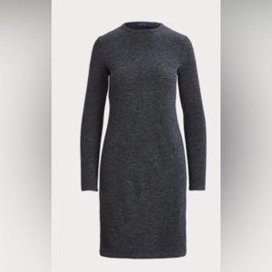 New Grey Polo Ralph Lauren Wool Dress Long Sleeve Women Large Winter Knee Length